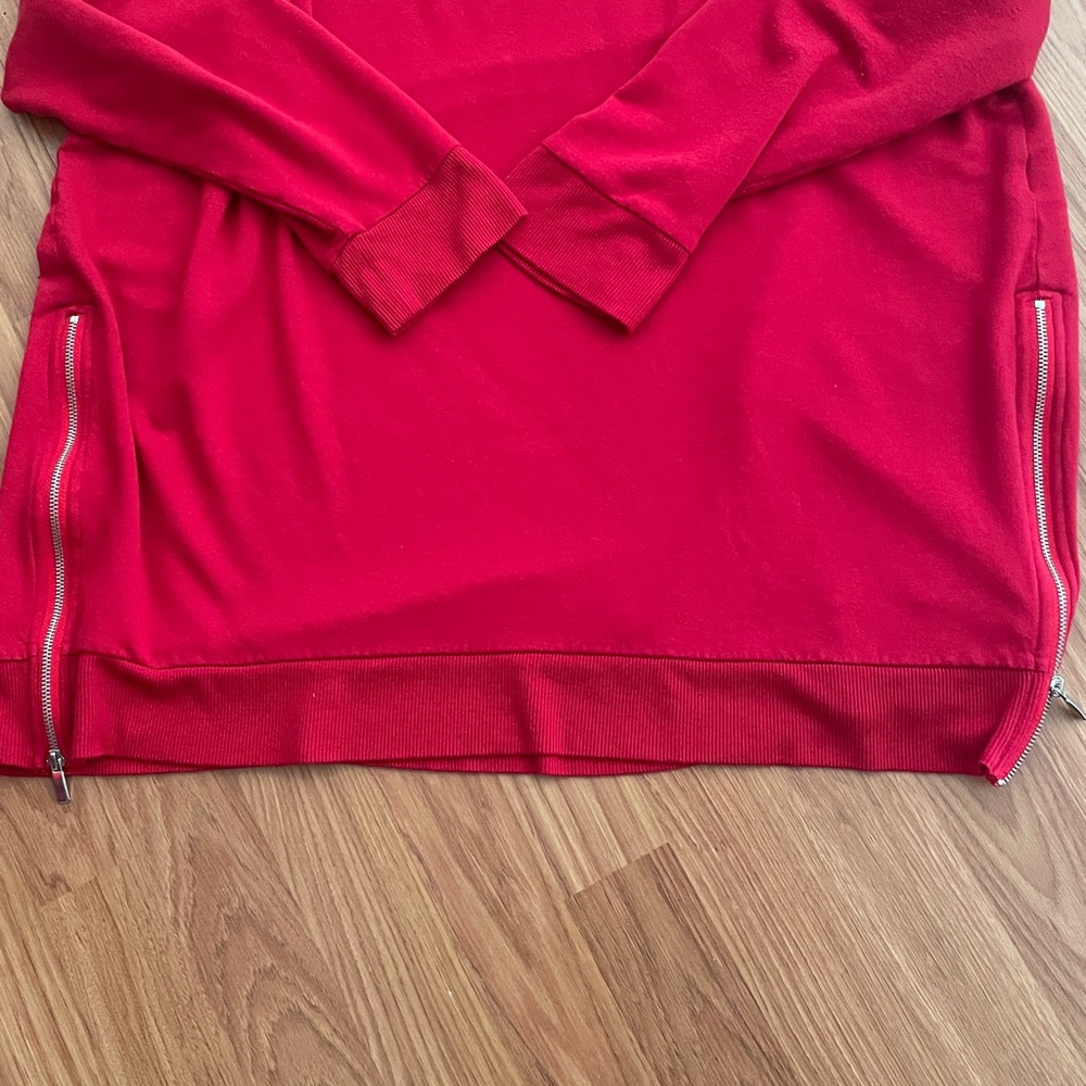Chico’s Red Long Sleeve Sweater With Silver Side Zippers Plus Size 22 - Picture 9 of 9